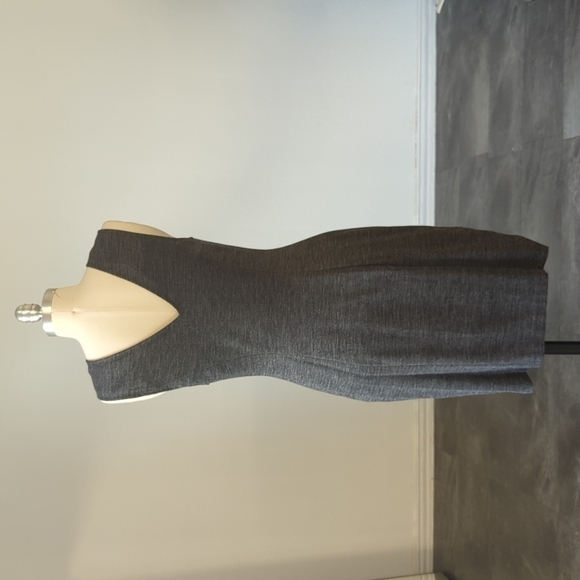 Theory Ponte Knit Pencil Dress Gray 12 V Neck stretch bodycon preppy business - Picture 3 of 8